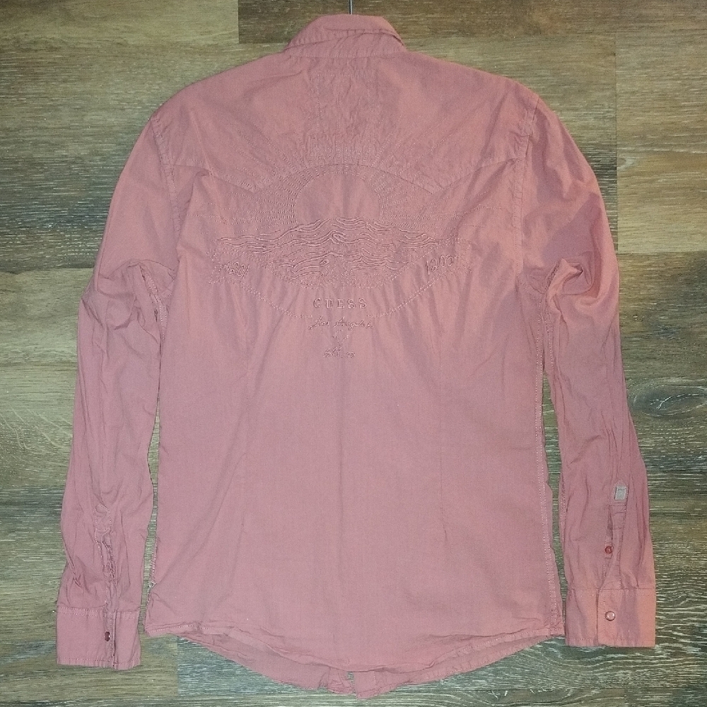 Guess Pink Button Down Casual Shirt Tailored Fit - Picture 7 of 9